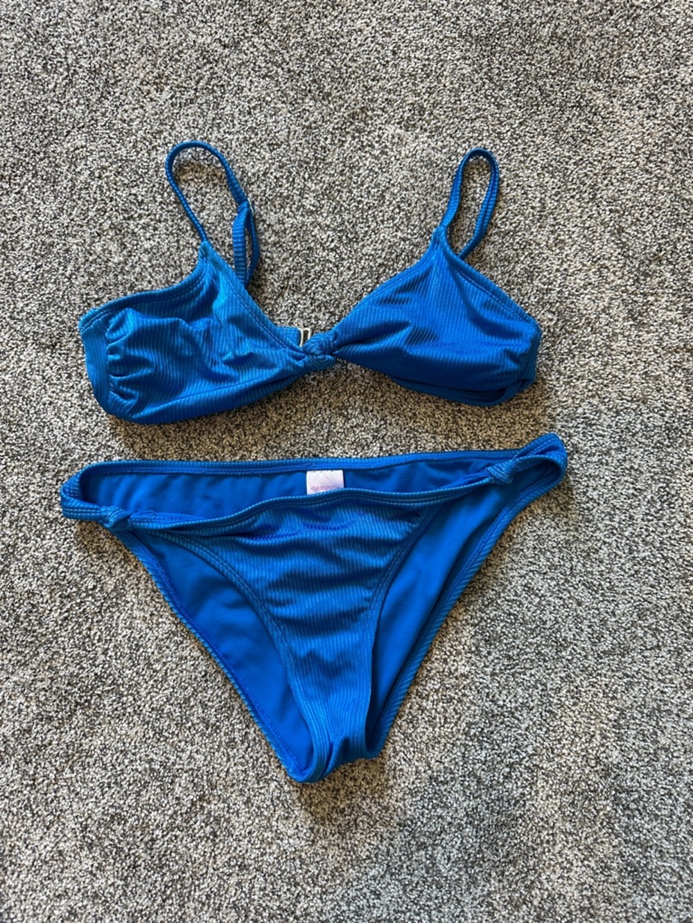 Xhilaration Bright Blue Ribbed Bikini Set